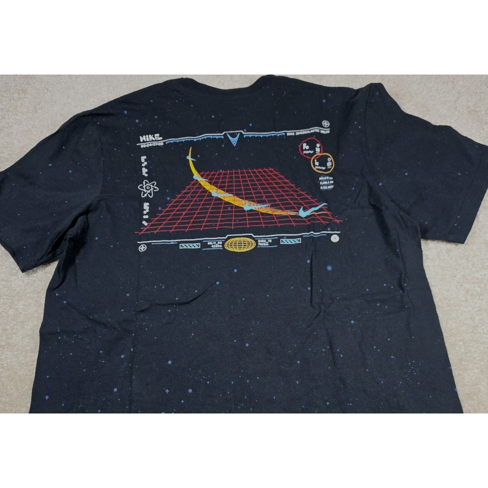 The Nike T-Shirt Mens Size M Space Grid Atom Design Dark Navy Blue Graphic Print